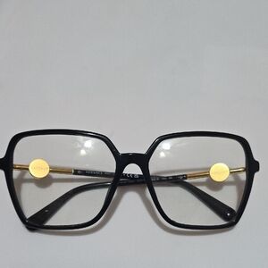 Versace Black Geometric Glasses with Gold Accents